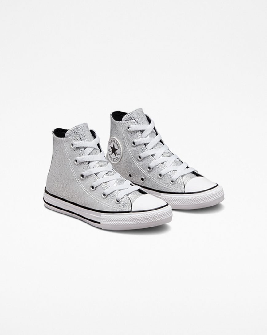 Tenisky Vysoke Converse Chuck Taylor All Star Glitter Dievcenske Strieborne Siva Čierne | SK LOFKM2